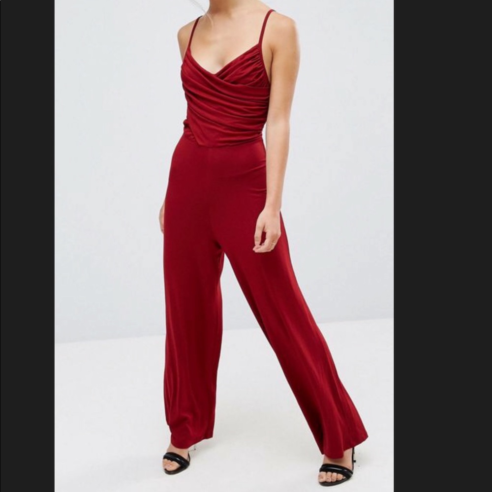 Wine red ASOS jumpsuit